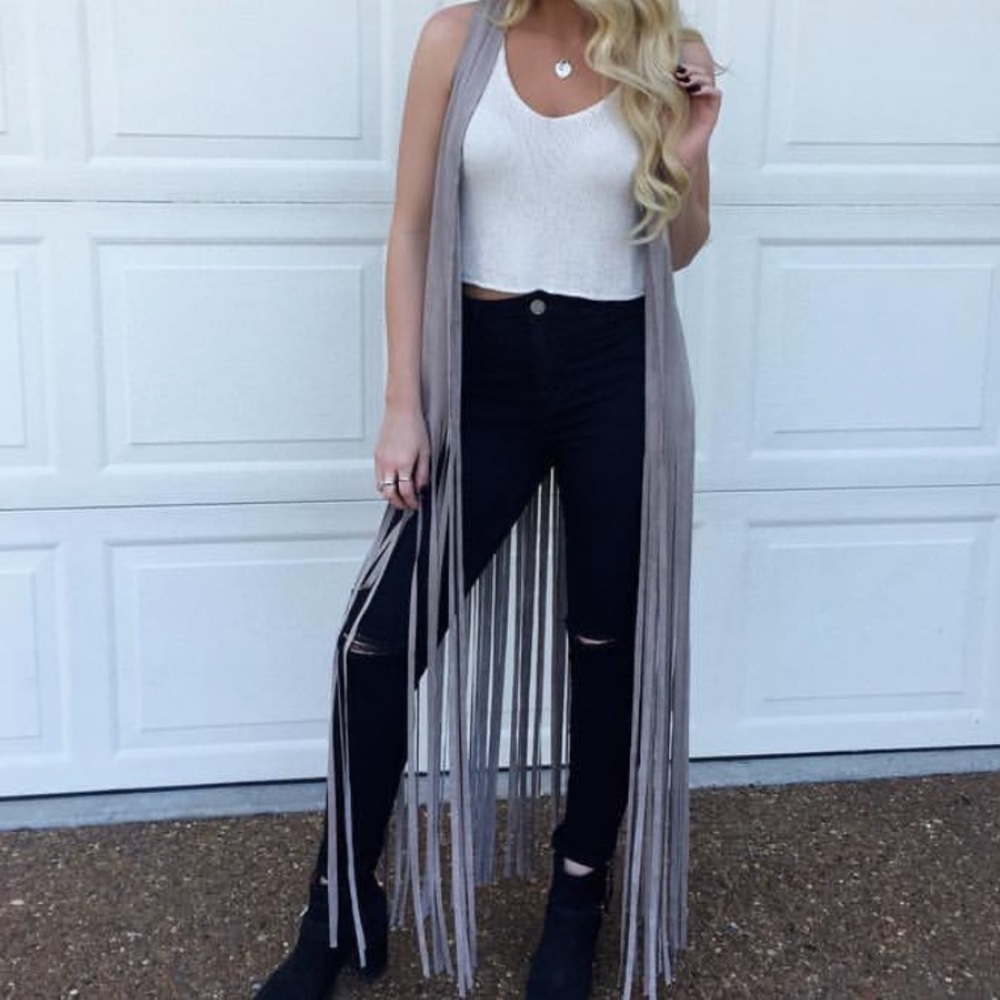 BB Dakota Fringe Long Vest